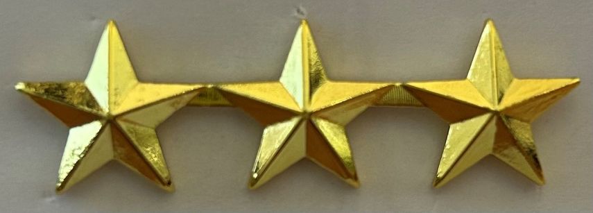 3 STAR COLLAR PINS, 5/8" TALL - SOLD IN PAIRS.